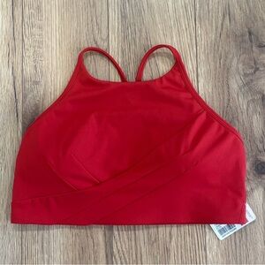 NWT Lululemon Flow Y Wrap Front High Neck Bra In College Crimson Size 10